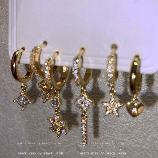 Moon Sea Diamond Suit Petite Tide Eardrops Earrings