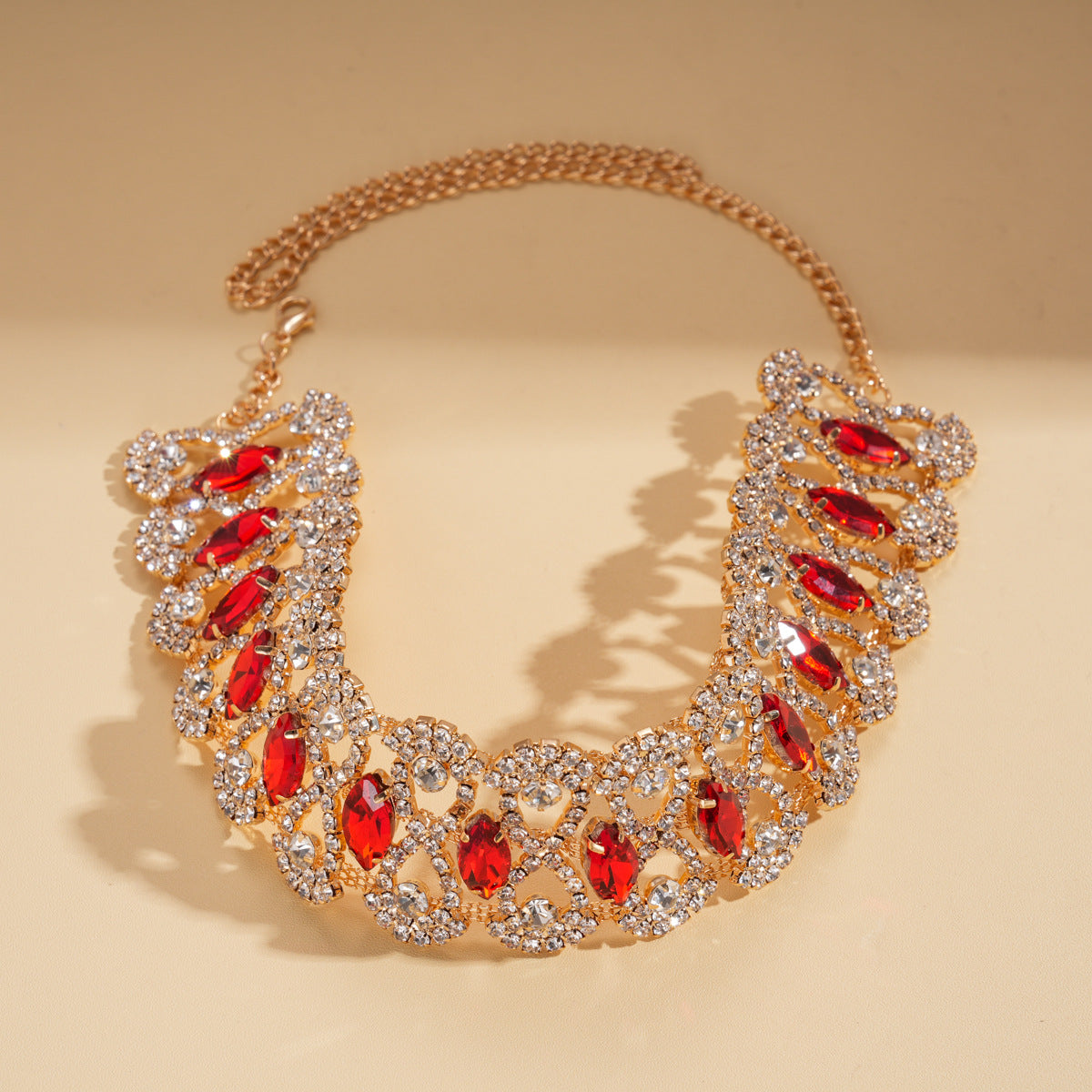 With Diamond Flower Ear Niche Design Clavicle Jewelry Set