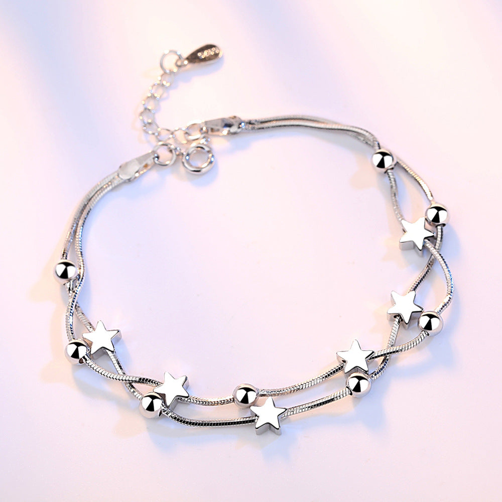 Bracelets en argent pour femmes, perles rondes, mode coréenne