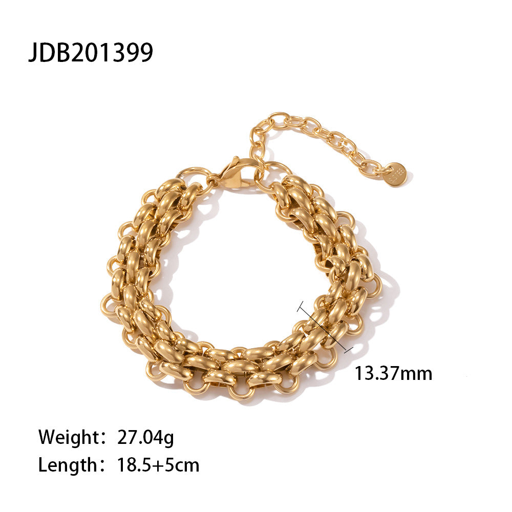 Women's Titanium Steel Gold Stainless Geometric Chain Bracelets