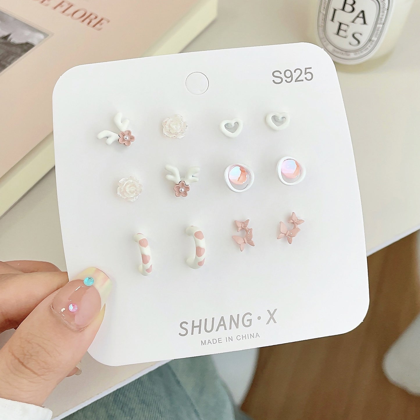 Color Shaped Ear Set Sweet Niche Mori Earrings