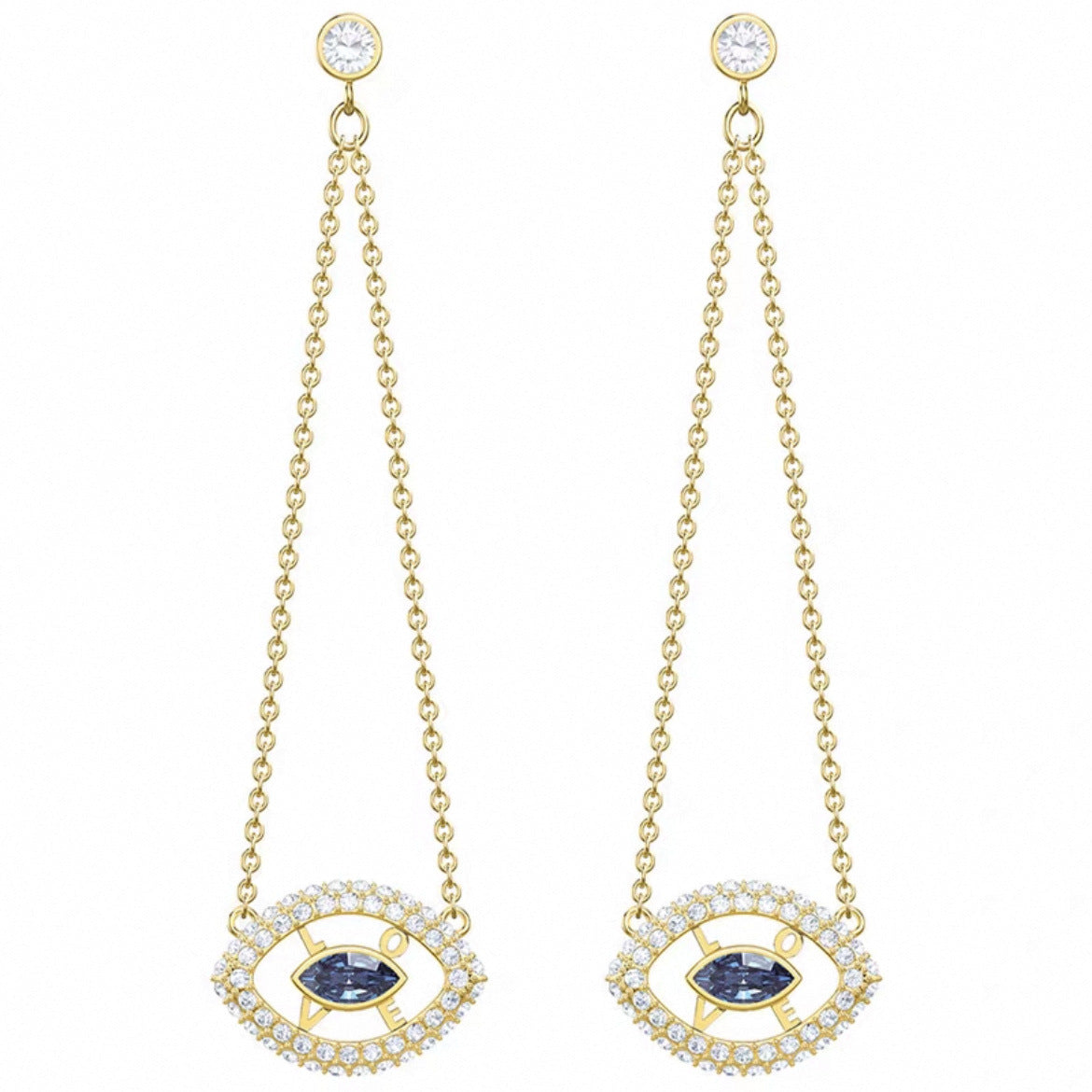 Pair Version Devil's Eye Series Tassel Elements Crystal Rings