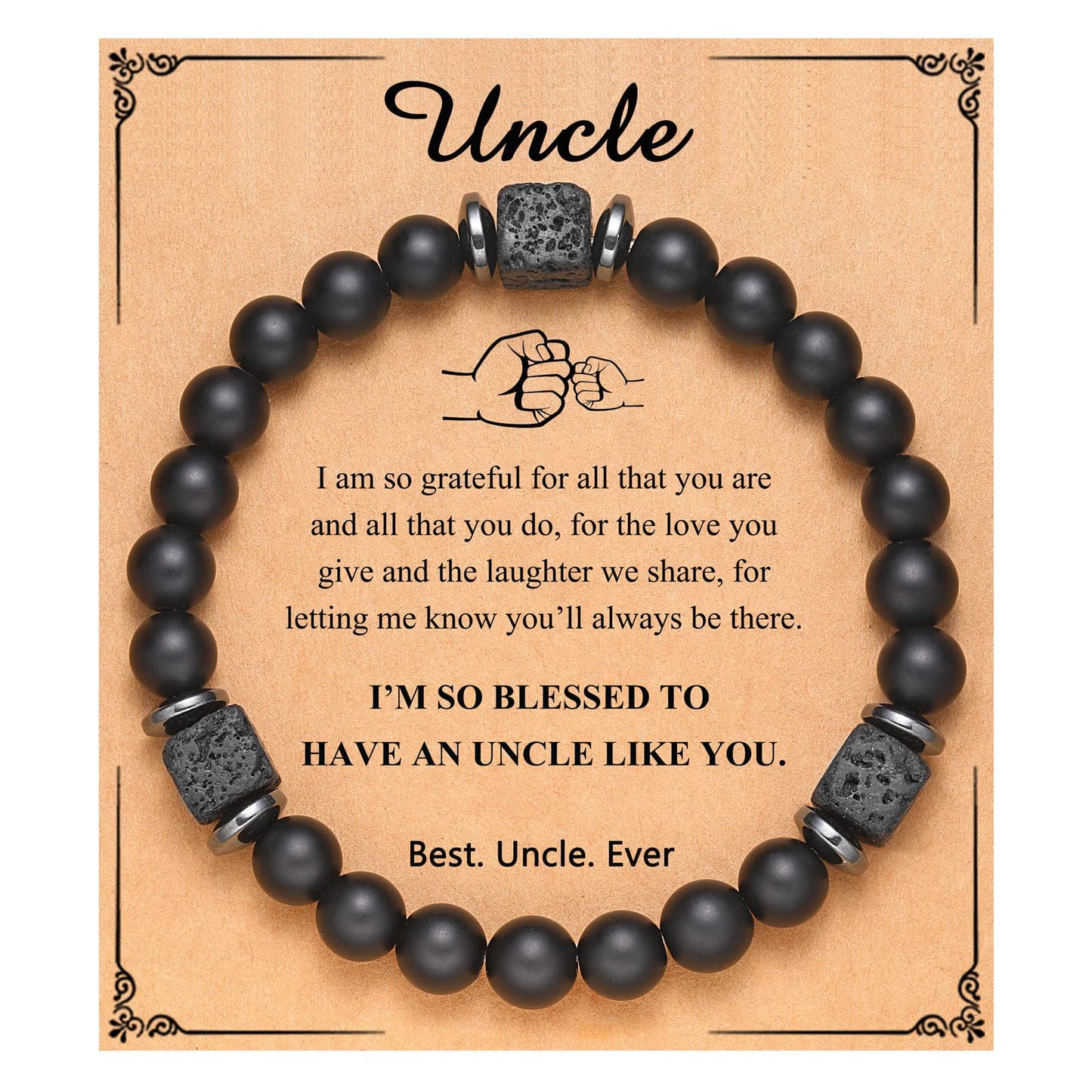 Frosted Square Volcanic Stone Father's Day Bracelets