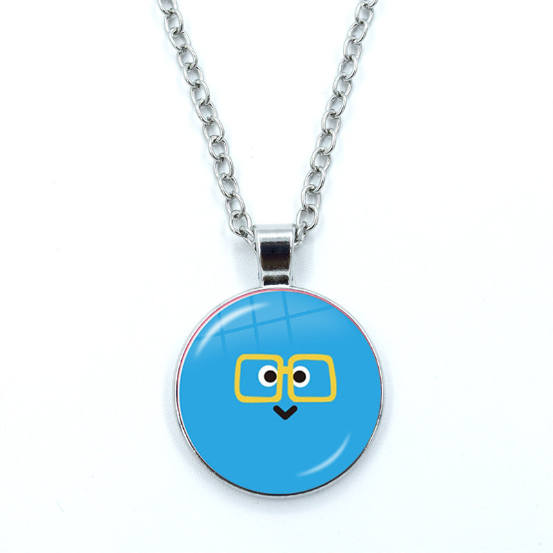 May Day Facial Expression Package Balls Time Gem Cabochon Sweater Necklace