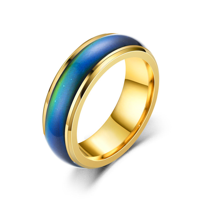 Mood Temperature Change Titanium Steel Couple Ring