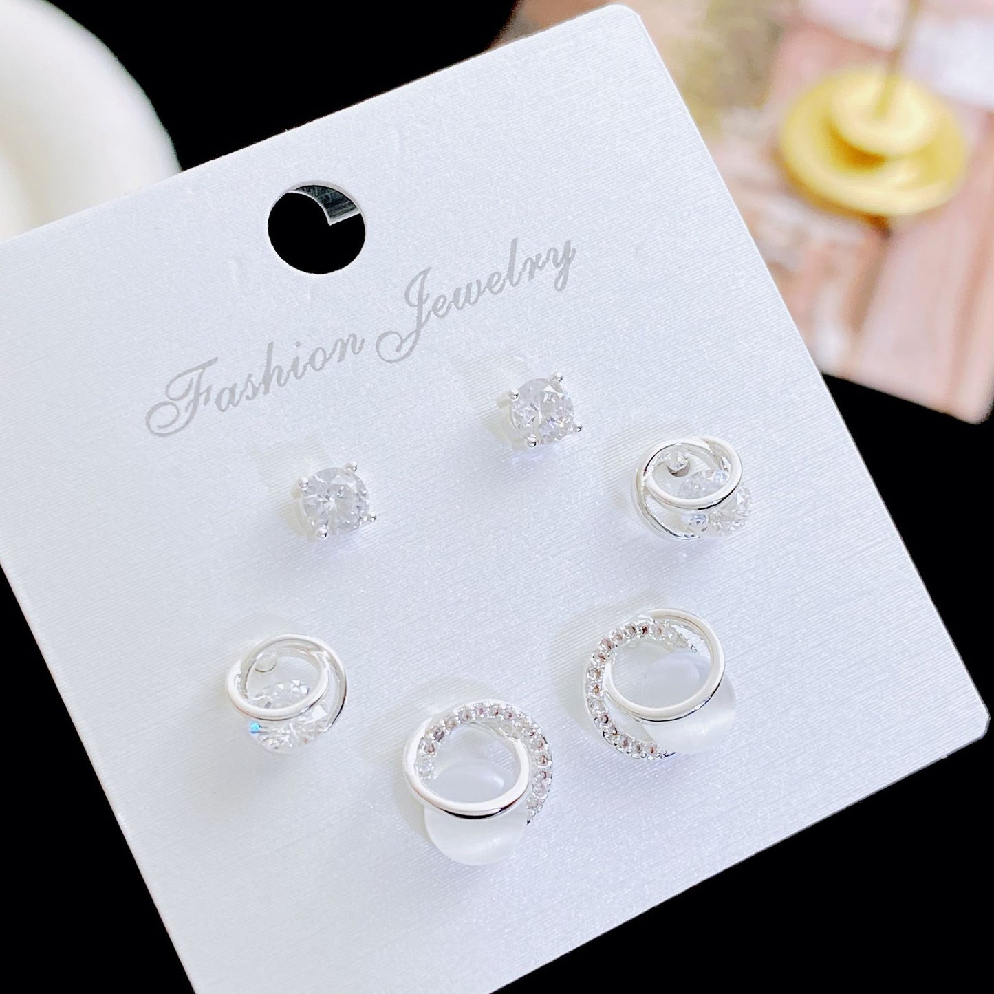 Women's Three Pairs Storage Ear High Sense Earrings