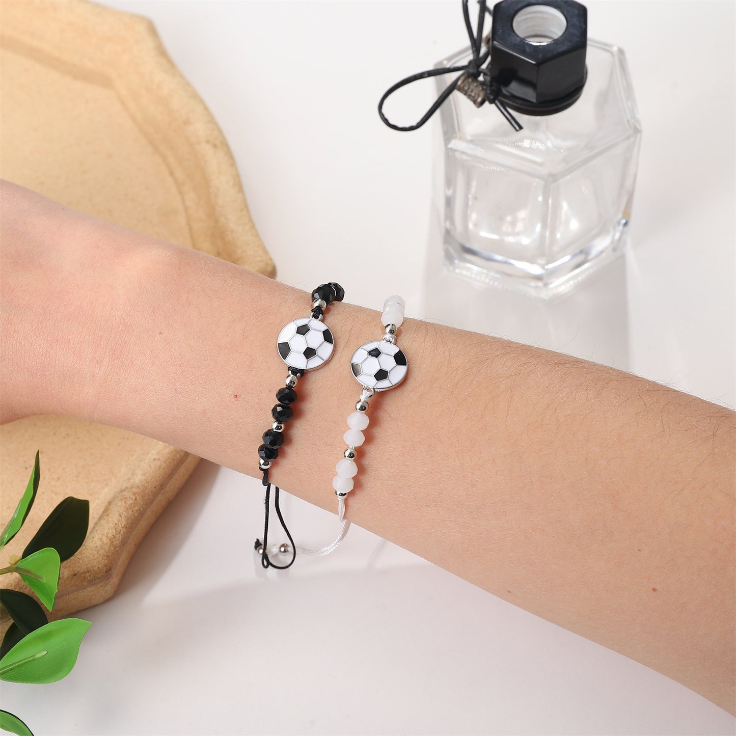 Oil Dripping Football Black And White Bracelets