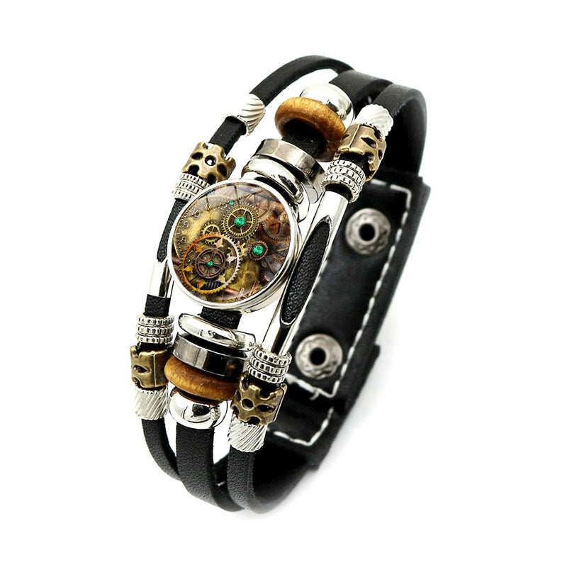 Women's & Men's & Mechanical Gear Pattern Leather And Retro Punk Bracelets