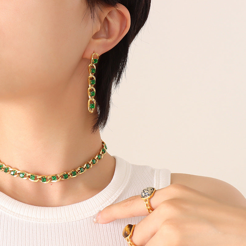 Colorful Zircon Diamond Light Luxury Delicate Jewelry Set