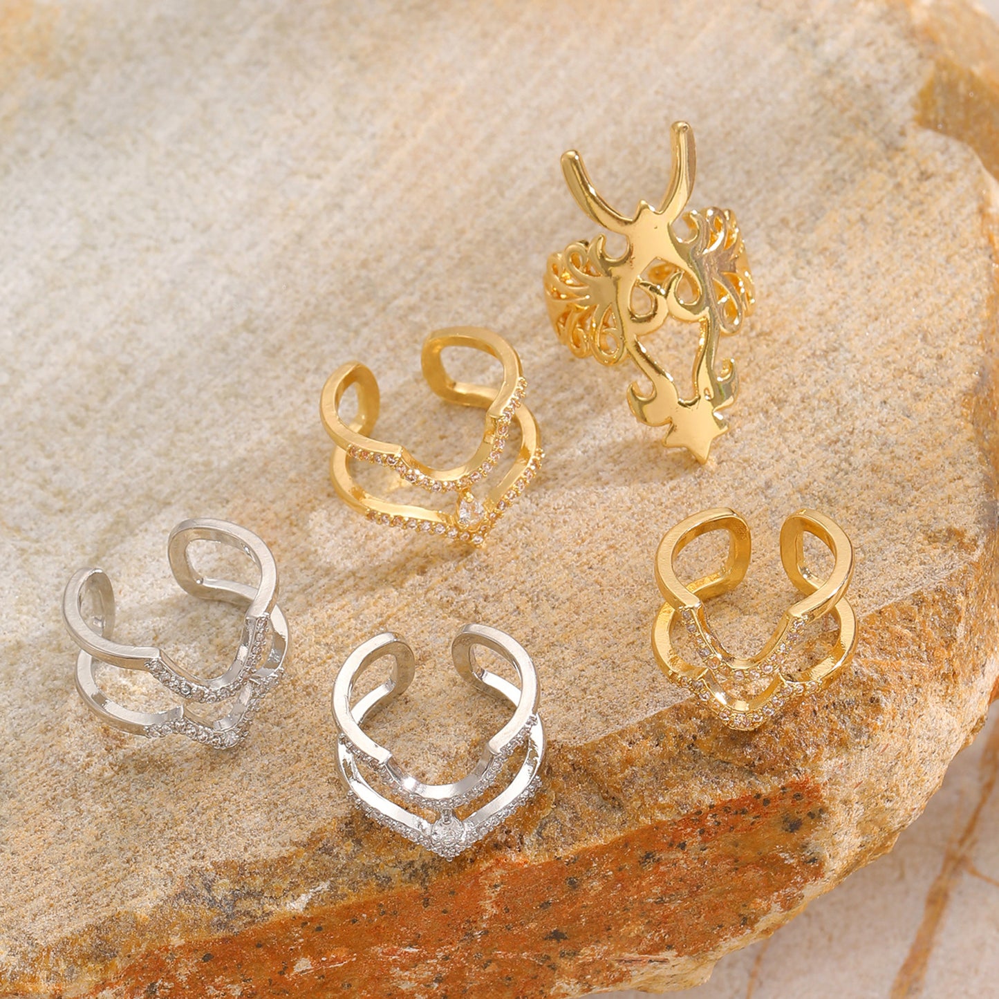 Copper Inlaid Zircon Nail Female Wear Ring