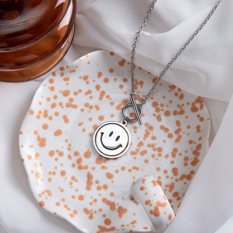 Women's & Men's National Fashion Rotating Smiley Street Double-sided Expression Disco Necklaces