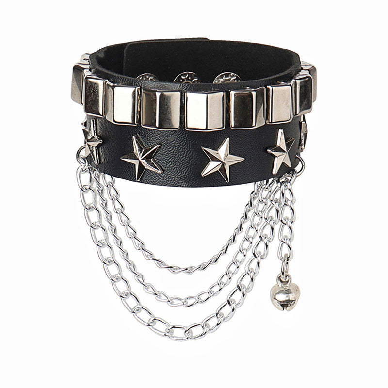 Punk Couple Rivet Leather Rock Ornament Bracelets