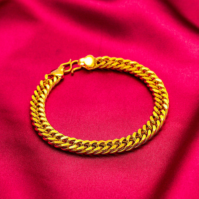 Women's & Men's Imitation Gold Double Buckle Boss Flat Bracelet
