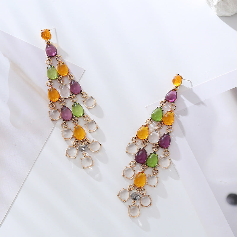 Resin Sier Pin Bohemian Design Sense Earrings