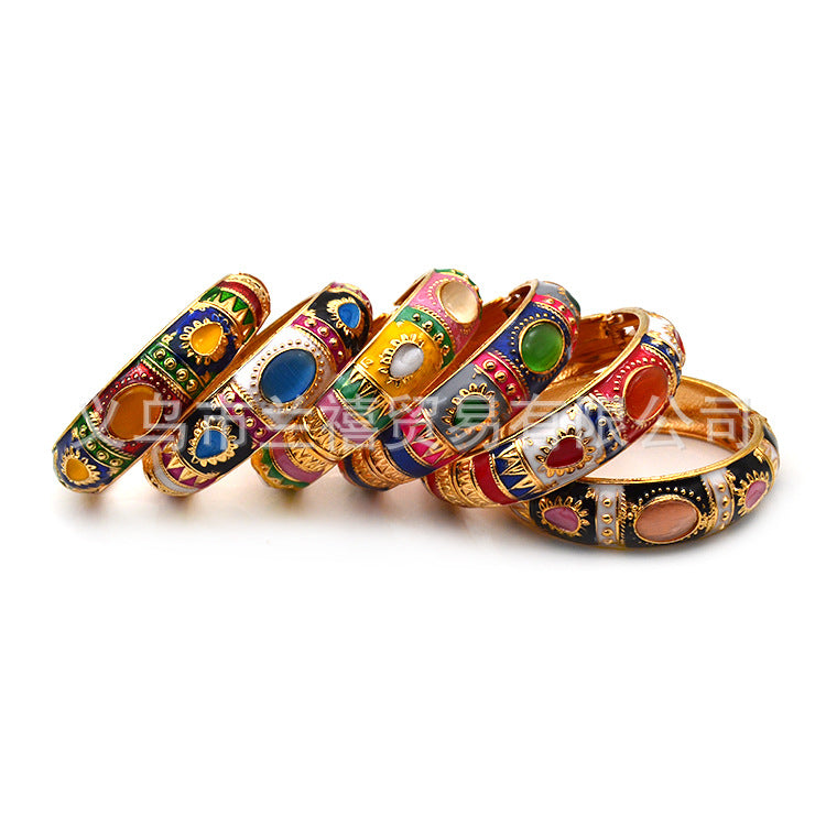Cloisonne Open-ended Retro Color Matching Female Scenic Spot Bracelet