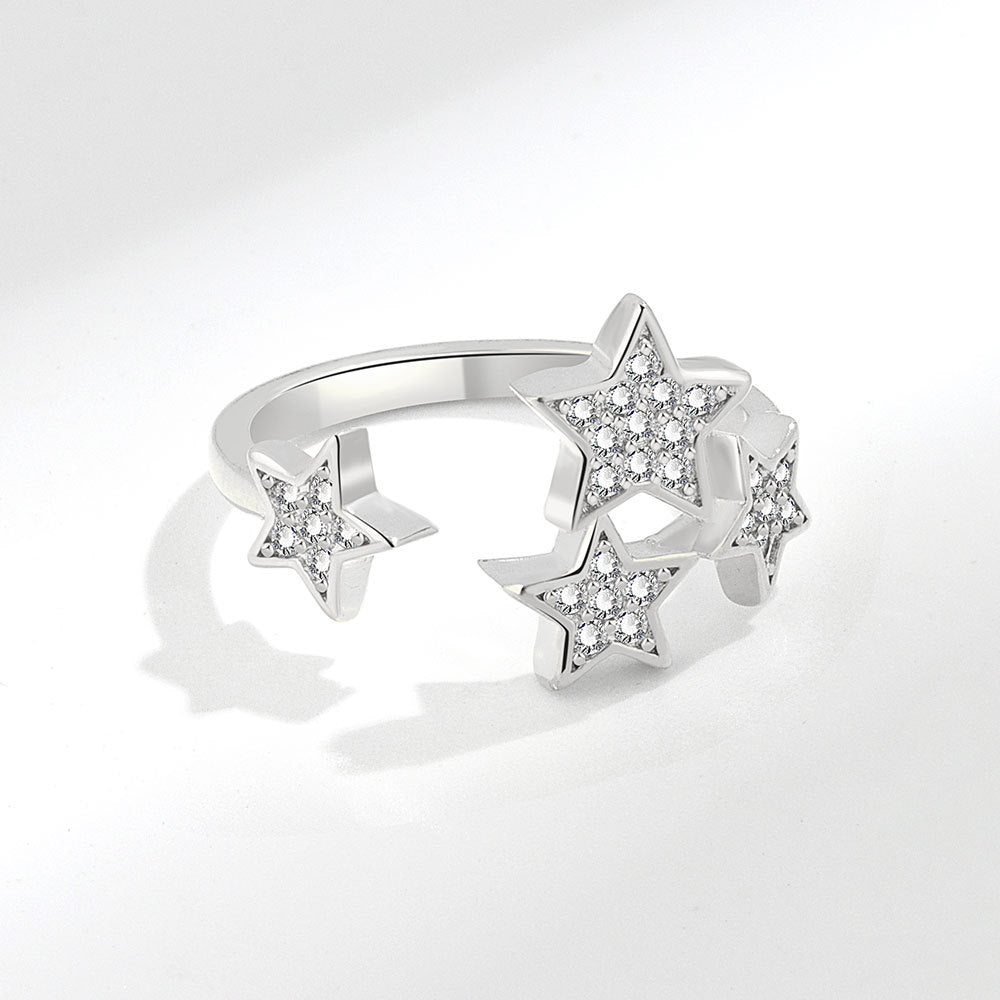 Sweet Full Diamond Starry Sky Opening Rings