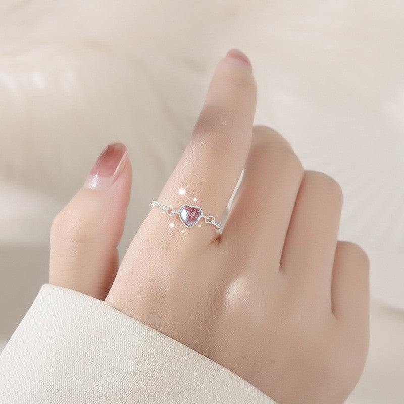 Fashion Simple Inlaid Love Chain Style Rings