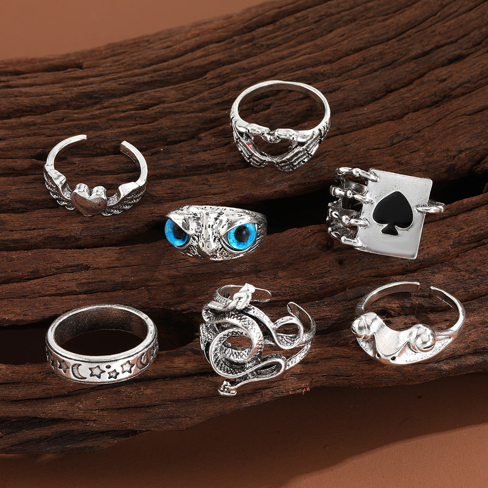 Vintage Animal Suit Owl Open Crying Rings