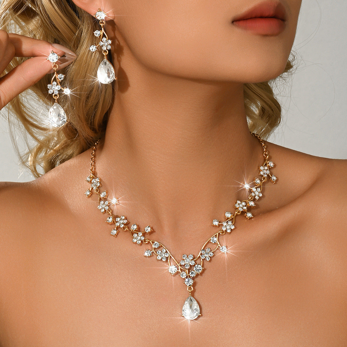 Korean Bridal Two-piece Wedding Accessory Chain Jewelry Set