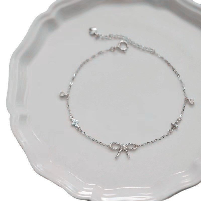 Sier Gold-plated Twist Bow Female Clover Bracelet