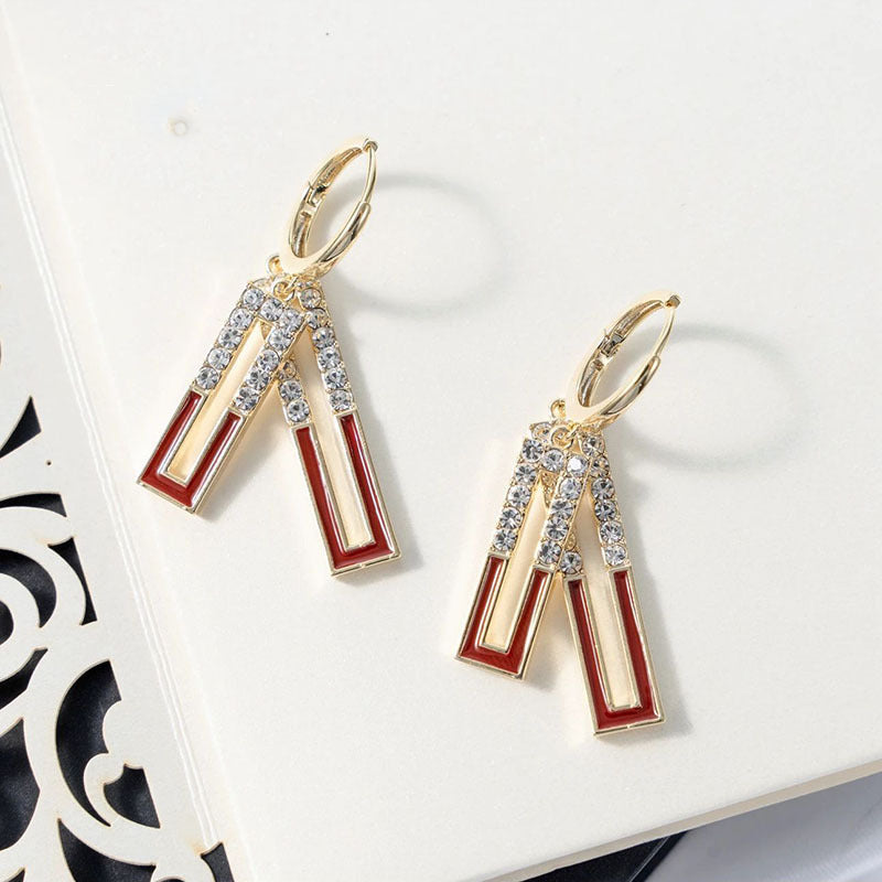 Niche Unique Design French Retro Geometric Color Matching Rectangular Earrings