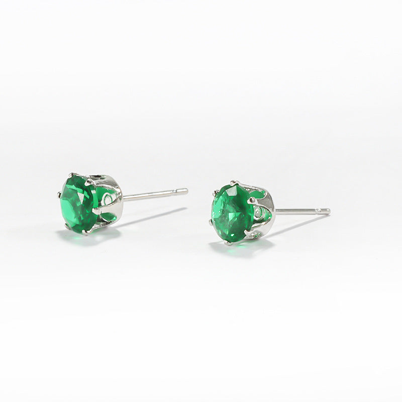 Women's & Men's Steel Color Zircon Diamond For Fashion Stainless Ear Stud Earrings