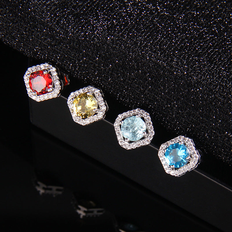 Zircon Crystal Square Diamond Full Perfume Bottle Female Jewelry Set