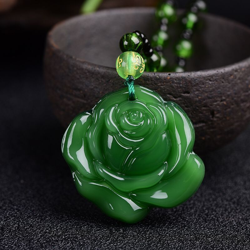 Green Jade Goddess Buddha Hand Maitreya Sweater Chain Safety Buckle Necklaces