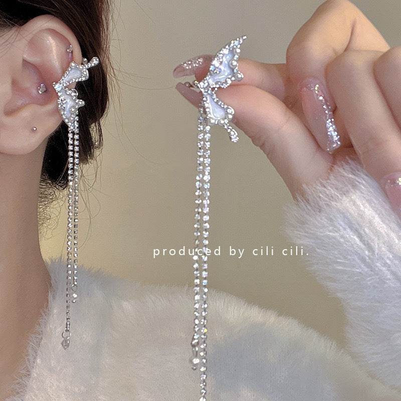 High-grade Sweet Asymmetry Tassel Ear Clip Versatile Rings