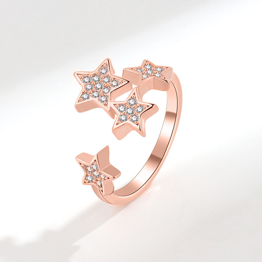 Sweet Full Diamond Starry Sky Opening Rings