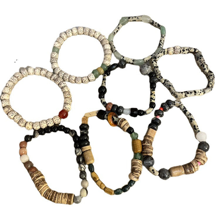 Bracelets naturels classiques en perles de Style chinois pour femmes, couleurs assorties