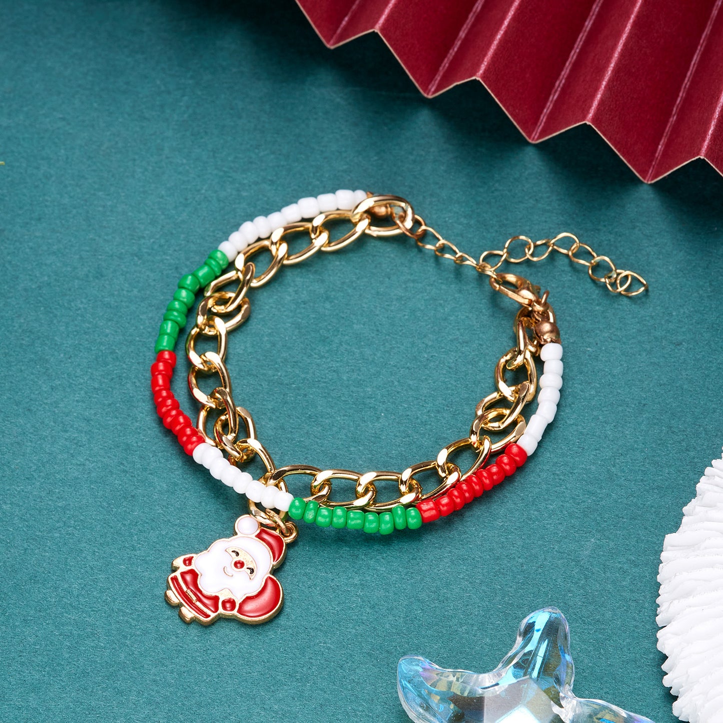 Christmas Holiday Snowman Beads Stringed Chain Bracelets