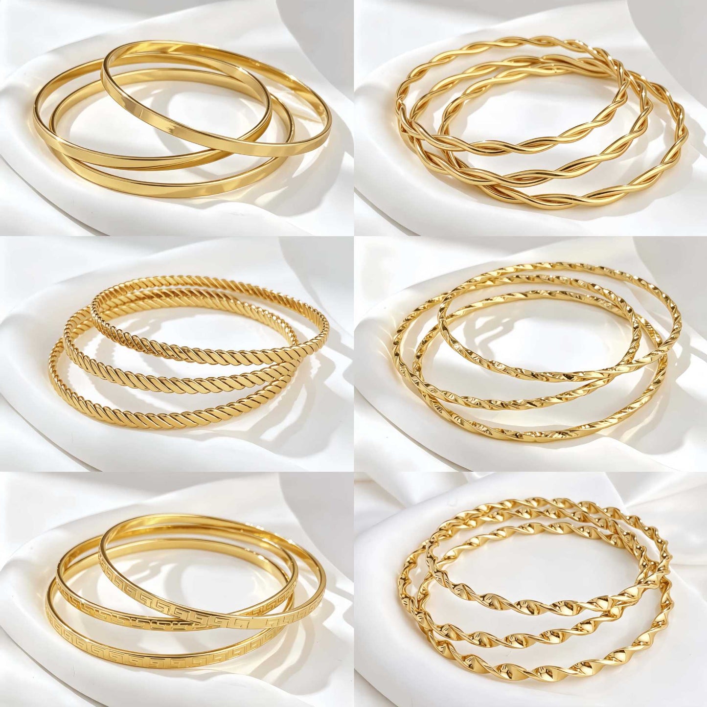 Stackable Stainless Steel Square Thread Twist Bracelet