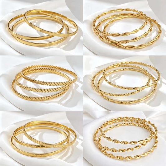 Stackable Stainless Steel Square Thread Twist Bracelet