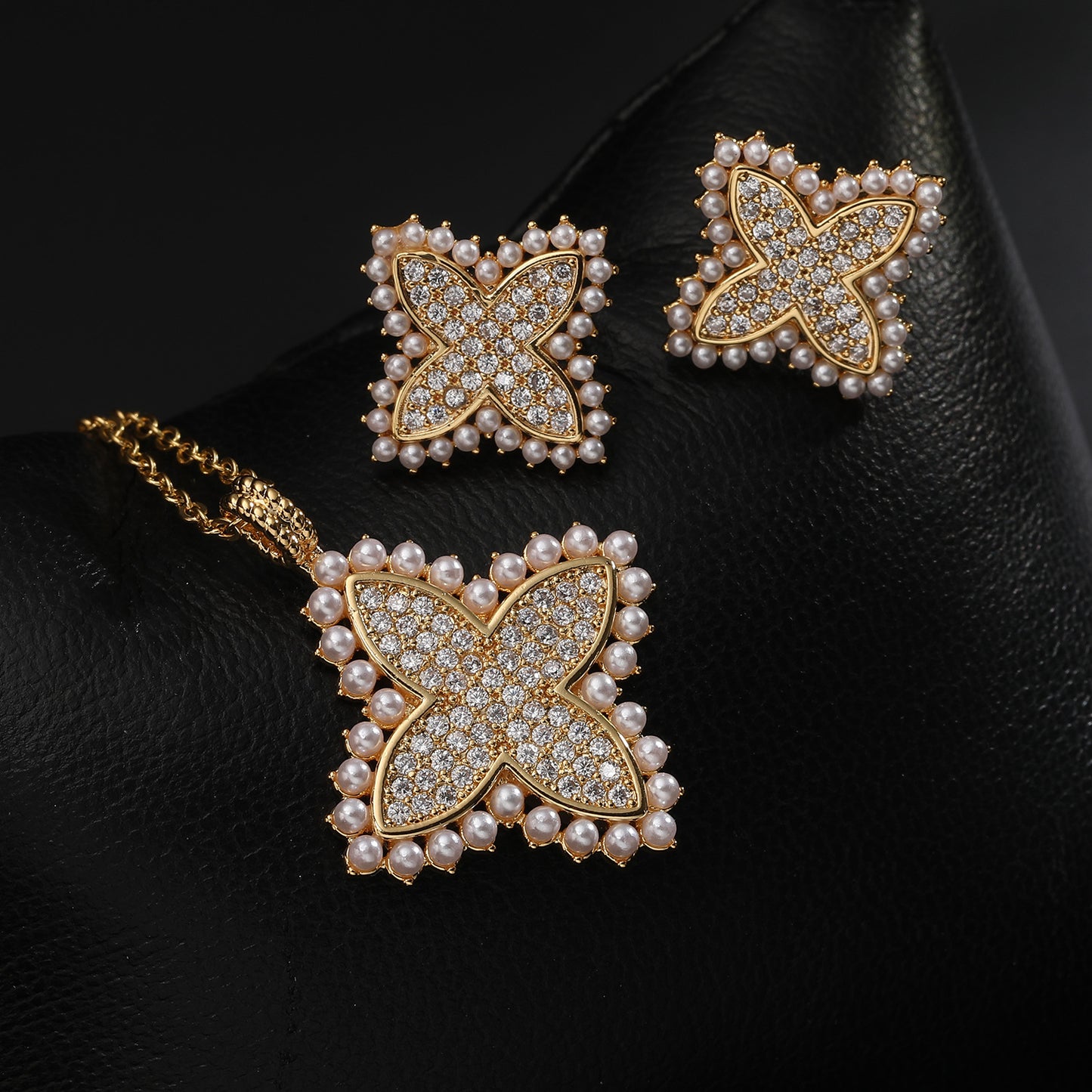 Copper Plated Gold Combination Fashion Versatile Jewelry Set