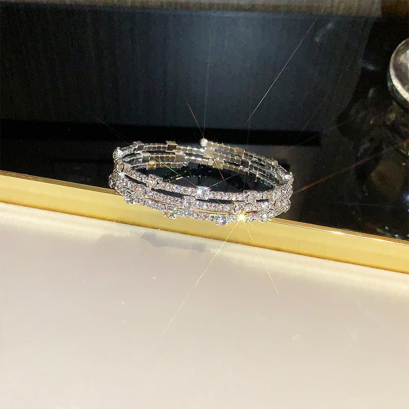 Rhinestone Zircon Elastic Laminated Adjustable Female Bracelets