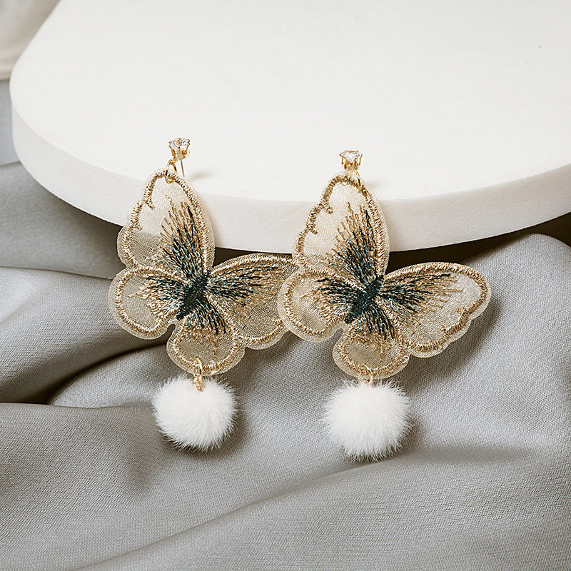 Style Realistic Flocking Bow Translucent Fabric Earrings