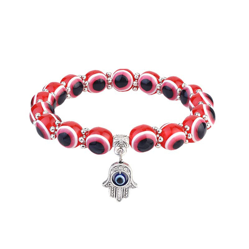 Devil Eye Fatima Palm Beaded Resin Glaze Blue Eyes Bracelets