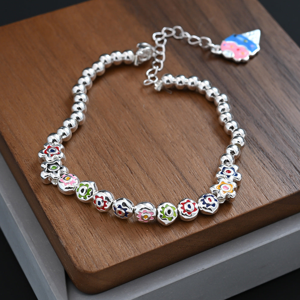Sweet Style Colorful Ice Cream Flower Beaded Female Personality Princess Bracelets