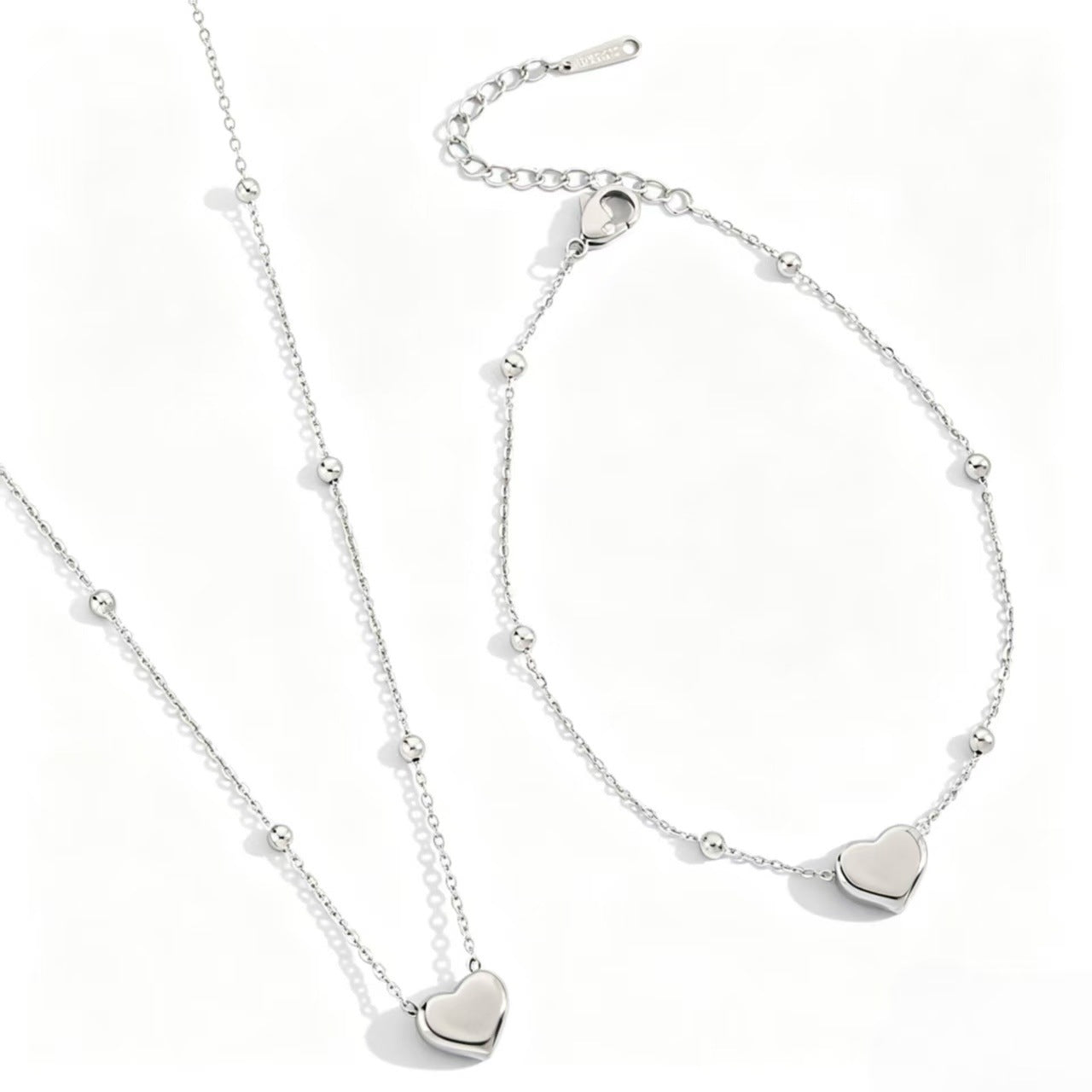 Simple Cool Heart Clavicle Chain Titanium Steel Thin Advanced Lightly Jewelry Set