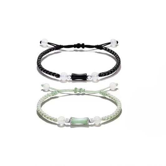 High Rise Natural Black Agate Bamboo Handmade Bracelets