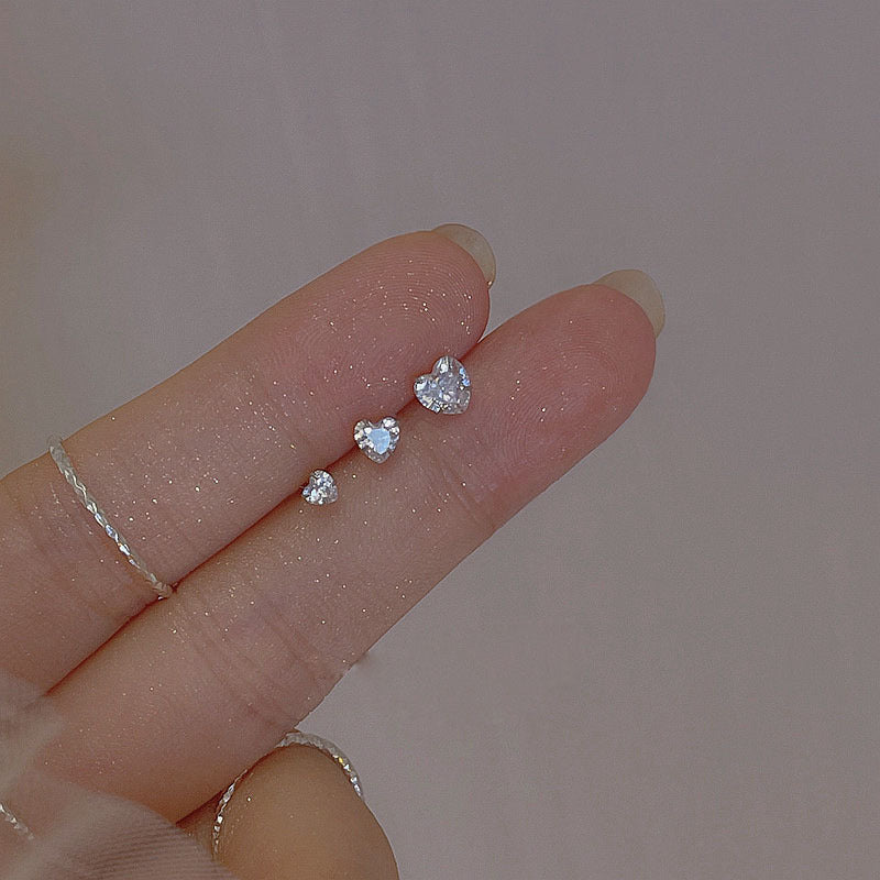Women's Love Heart Sier Pin Simple Compact Cute Mini Rings