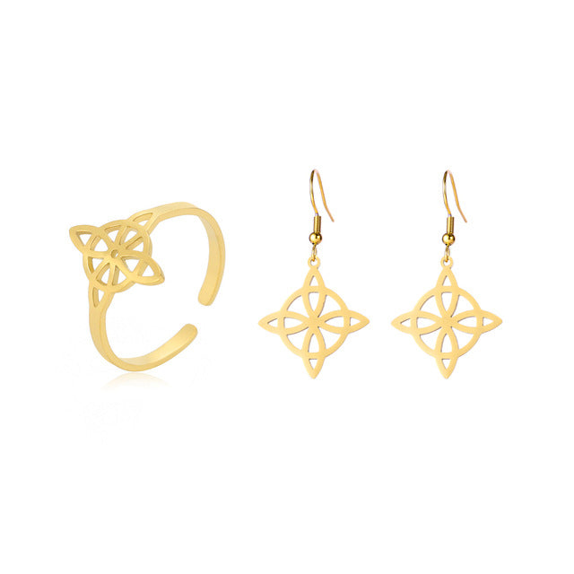 Witch Knot S-shaped Cut Stainless Steel Jewelry Set