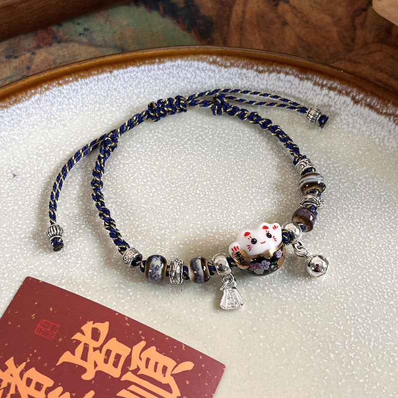 Niche Design Lucky Cat Bell Female Bracelets