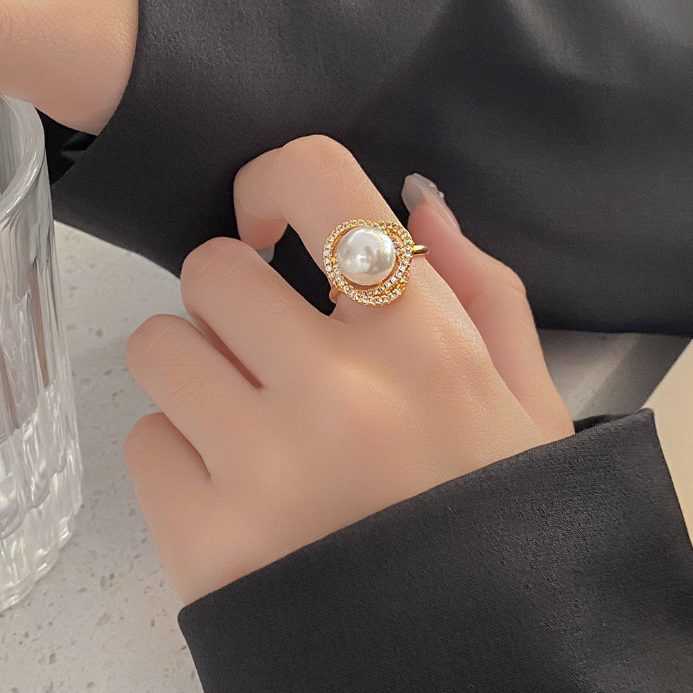 Korean Style Affordable Luxury Premium Pearl Minority Refined Zircon Rings