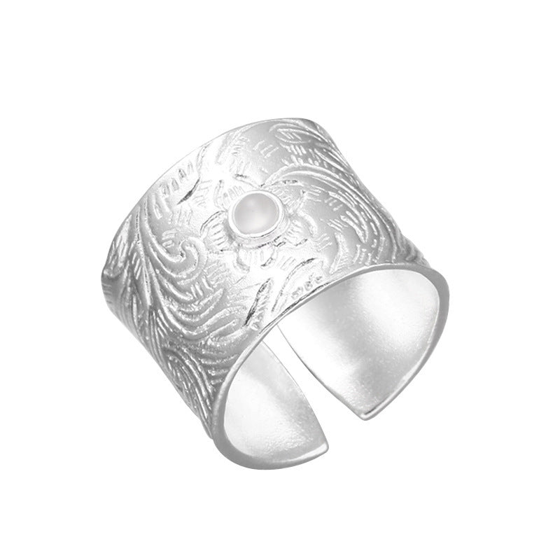 Unisex Open Minority Fashion White Moonlight Totem Rings