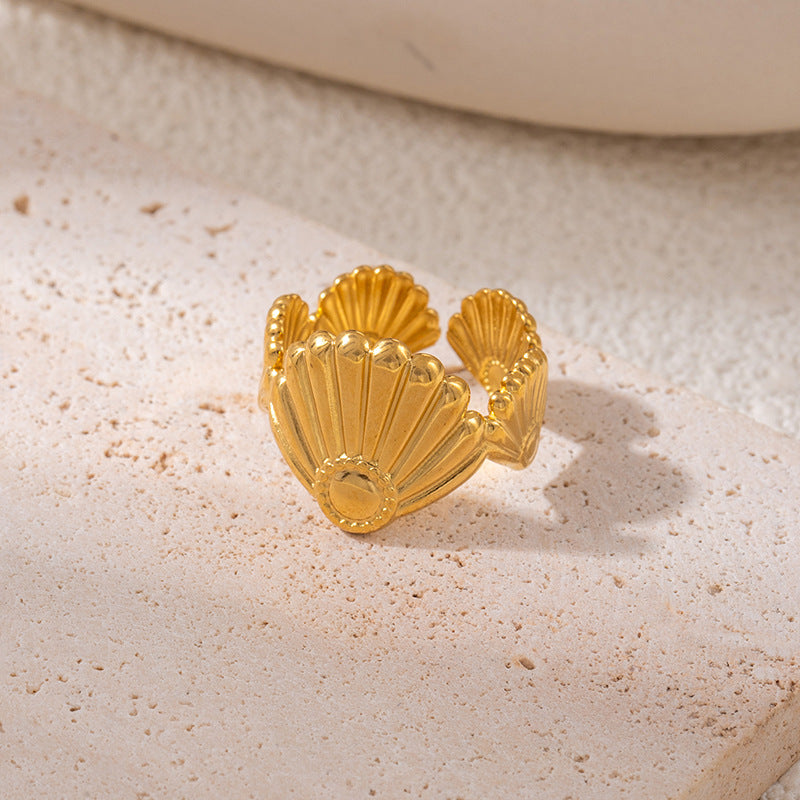 Fashionable Elegant Stainless Steel Leaf Female Style Hip Ring