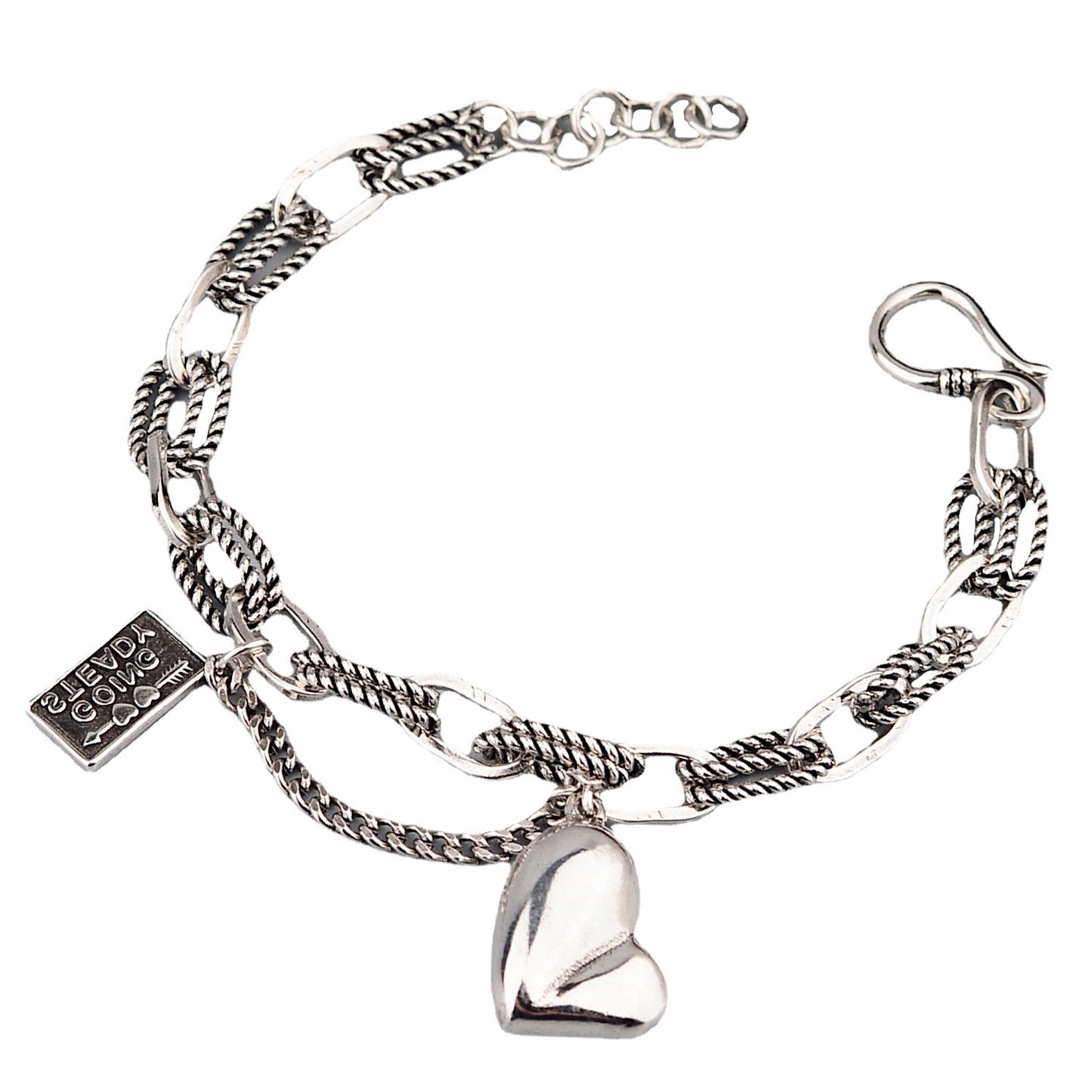 Asymmetric Heart Female Buckle Lettering Square Plate Bracelets