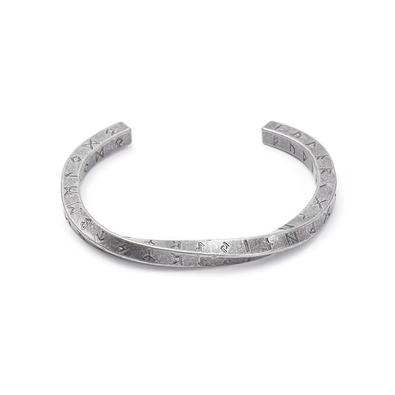 Fashion Creative Titanium Steel Twisted Lettering Four-sided Viking Text Bracelets