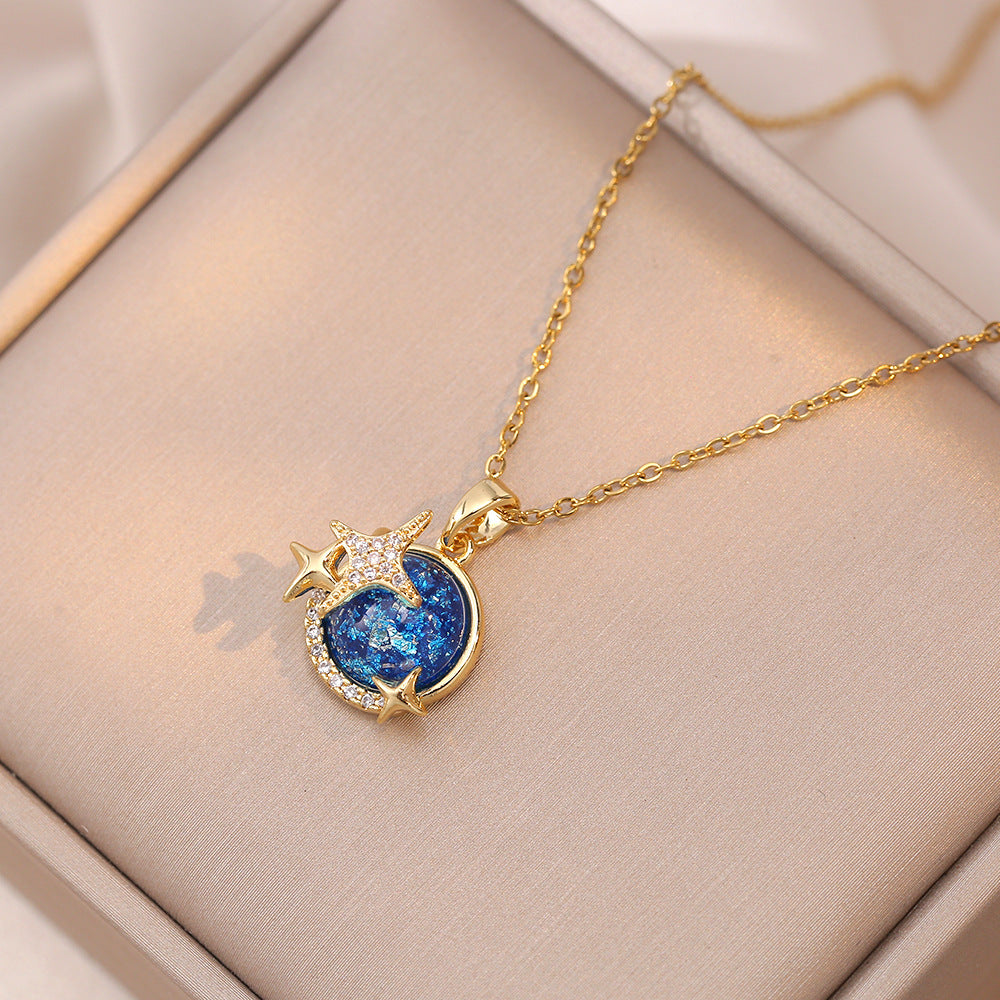 Planet Zircon Geometric Special Interest Light Luxury Design Pendant Necklaces